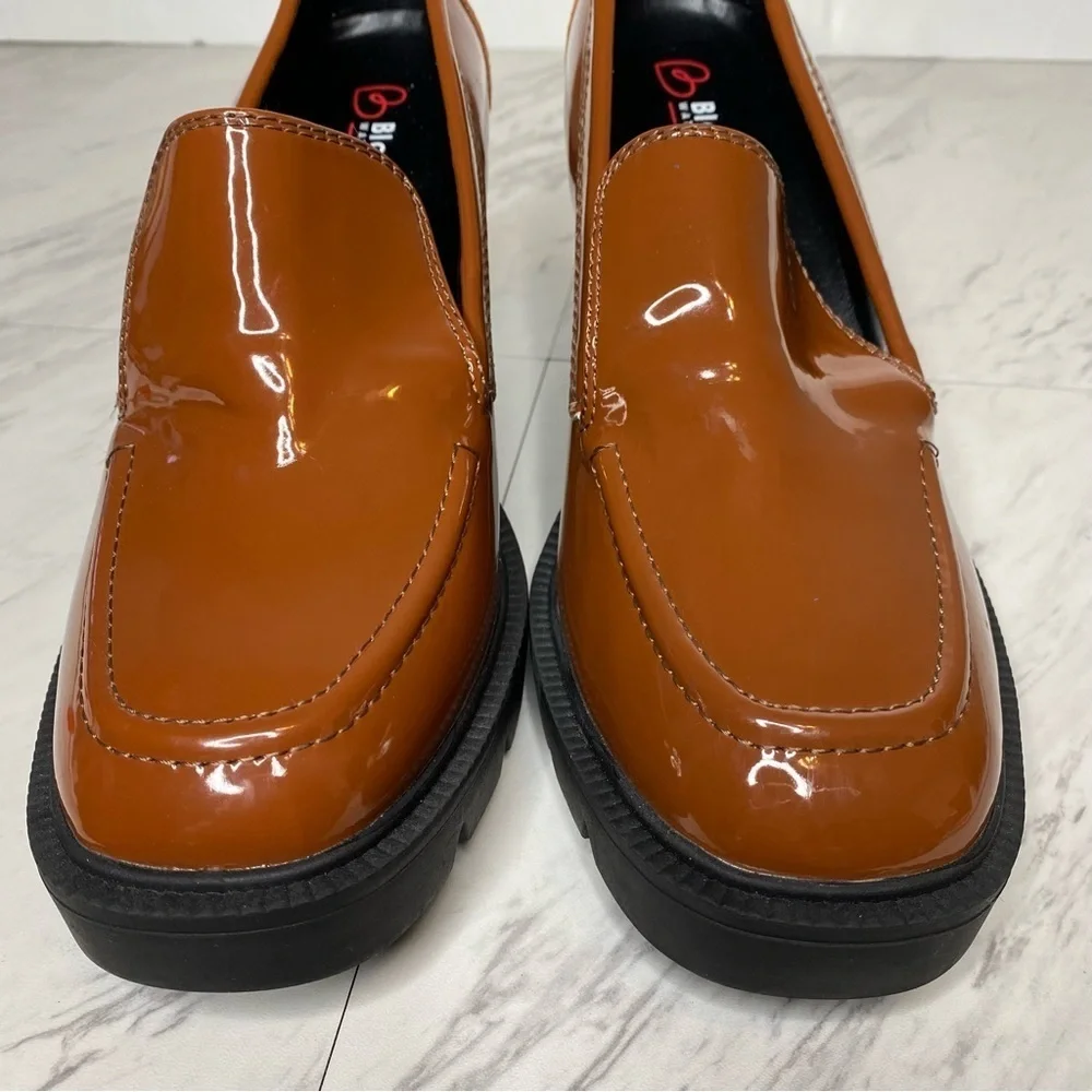 New! Blondo Josie Cognac Patent Heeled Loafer 11